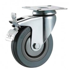 NON MARK RUBBER CASTERS - SWIVEL TOP PLATE (BRAKED)